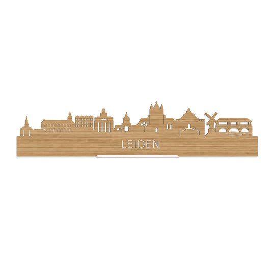 Standing Skyline Leiden Bamboe houten cadeau decoratie relatiegeschenk van WoodWideCities