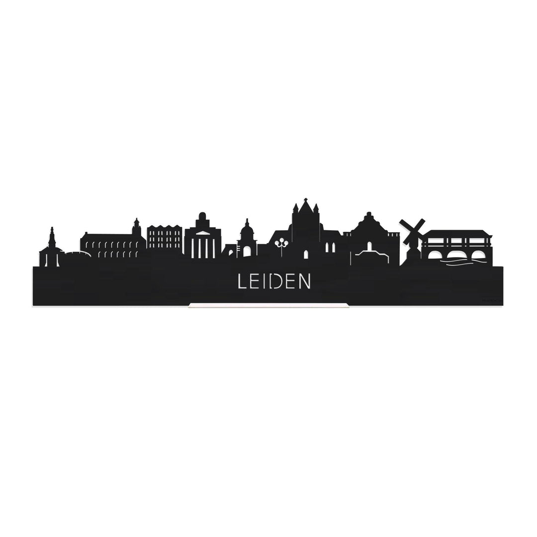 Standing Skyline Leiden Black houten cadeau decoratie relatiegeschenk van WoodWideCities