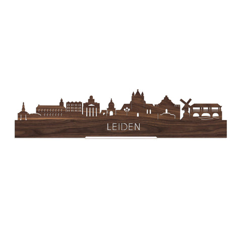 Standing Skyline Leiden Noten houten cadeau decoratie relatiegeschenk van WoodWideCities