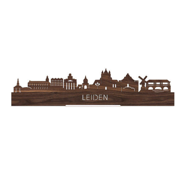 Standing Skyline Leiden Noten houten cadeau decoratie relatiegeschenk van WoodWideCities