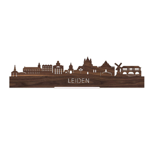 Standing Skyline Leiden Noten houten cadeau decoratie relatiegeschenk van WoodWideCities