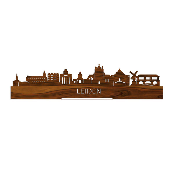 Standing Skyline Leiden Palissander houten cadeau decoratie relatiegeschenk van WoodWideCities