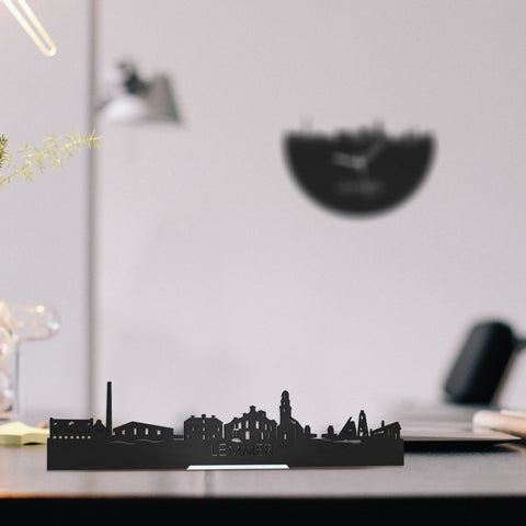 Standing Skyline Lemmer Zwart houten cadeau decoratie relatiegeschenk van WoodWideCities