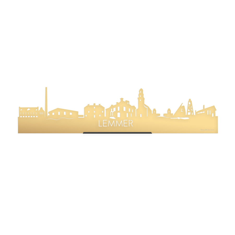 Standing Skyline Lemmer Metallic Goud gerecycled kunststof cadeau decoratie relatiegeschenk van WoodWideCities