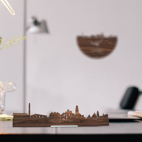 Standing Skyline Lemmer Noten houten cadeau decoratie relatiegeschenk van WoodWideCities