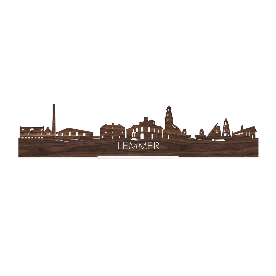 Standing Skyline Lemmer Noten houten cadeau decoratie relatiegeschenk van WoodWideCities