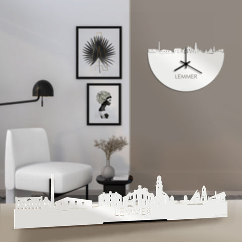 Standing Skyline Lemmer Wit glanzend gerecycled kunststof cadeau decoratie relatiegeschenk van WoodWideCities