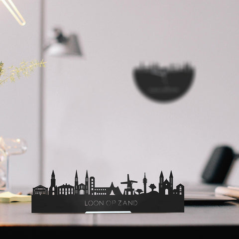 Standing Skyline Loon op Zand Black houten cadeau decoratie relatiegeschenk van WoodWideCities