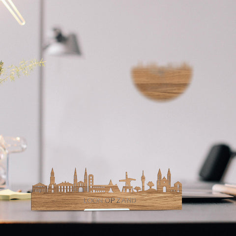 Standing Skyline Loon op Zand Eiken houten cadeau decoratie relatiegeschenk van WoodWideCities