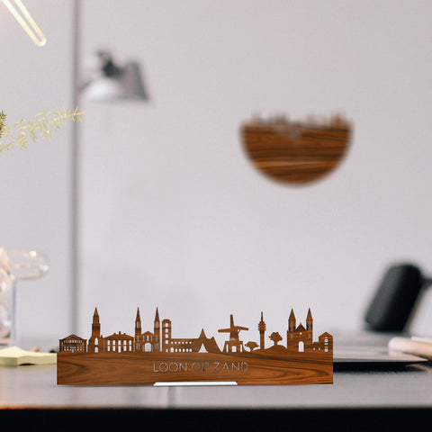 Standing Skyline Loon op Zand Palissander houten cadeau decoratie relatiegeschenk van WoodWideCities