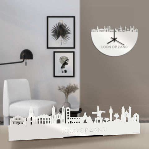 Standing Skyline Loon op Zand Wit glanzend gerecycled kunststof cadeau decoratie relatiegeschenk van WoodWideCities