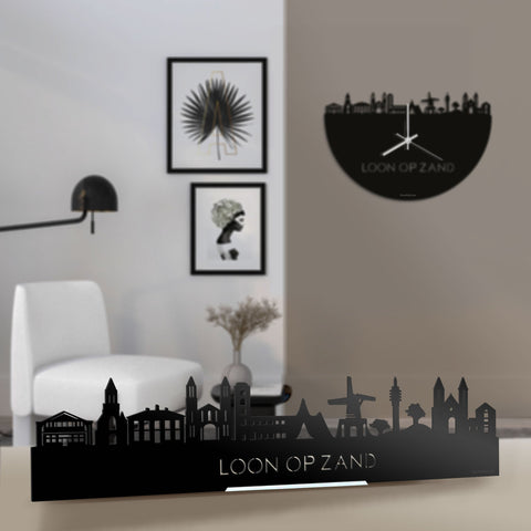 Standing Skyline Loon op Zand Zwart glanzend gerecycled kunststof cadeau decoratie relatiegeschenk van WoodWideCities