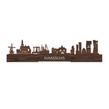 Standing Skyline Maassluis Noten houten cadeau decoratie relatiegeschenk van WoodWideCities
