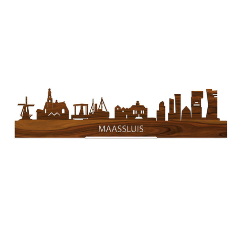 Standing Skyline Maassluis Palissander houten cadeau decoratie relatiegeschenk van WoodWideCities