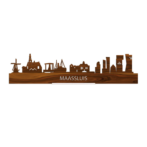 Standing Skyline Maassluis Palissander houten cadeau decoratie relatiegeschenk van WoodWideCities