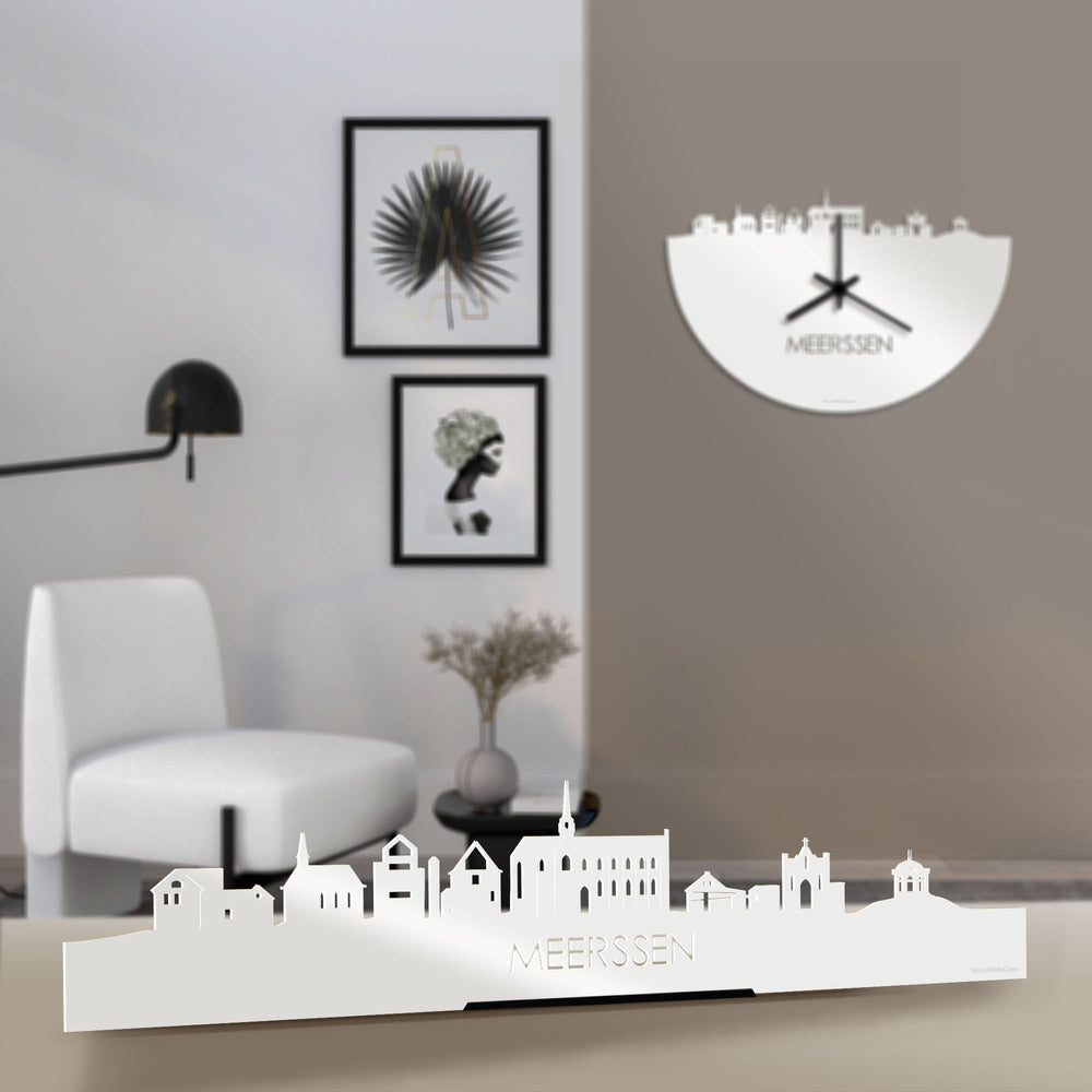 Standing Skyline Meerssen Wit glanzend gerecycled kunststof cadeau decoratie relatiegeschenk van WoodWideCities
