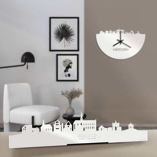 Standing Skyline Meerssen Wit glanzend gerecycled kunststof cadeau decoratie relatiegeschenk van WoodWideCities