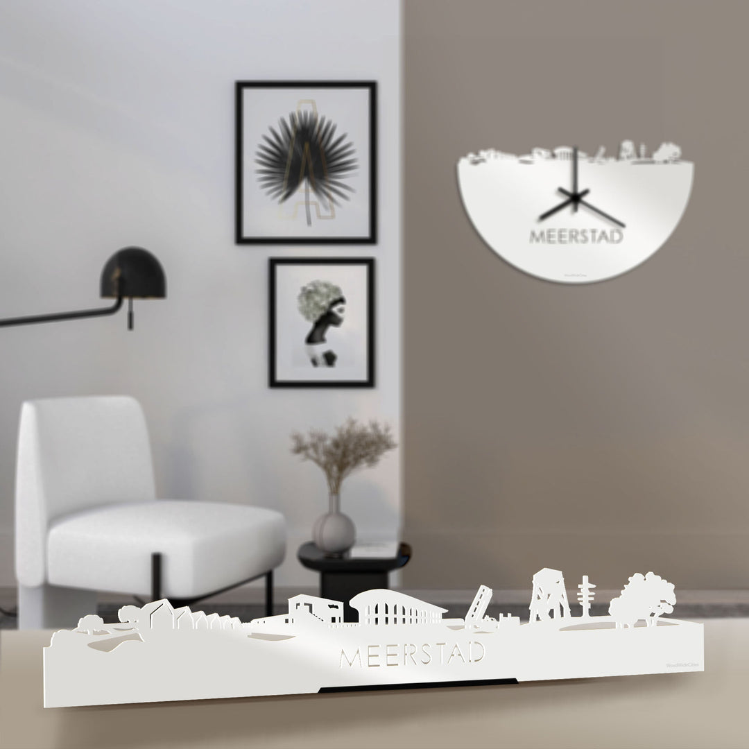 Standing Skyline Meerstad Wit glanzend gerecycled kunststof cadeau decoratie relatiegeschenk van WoodWideCities