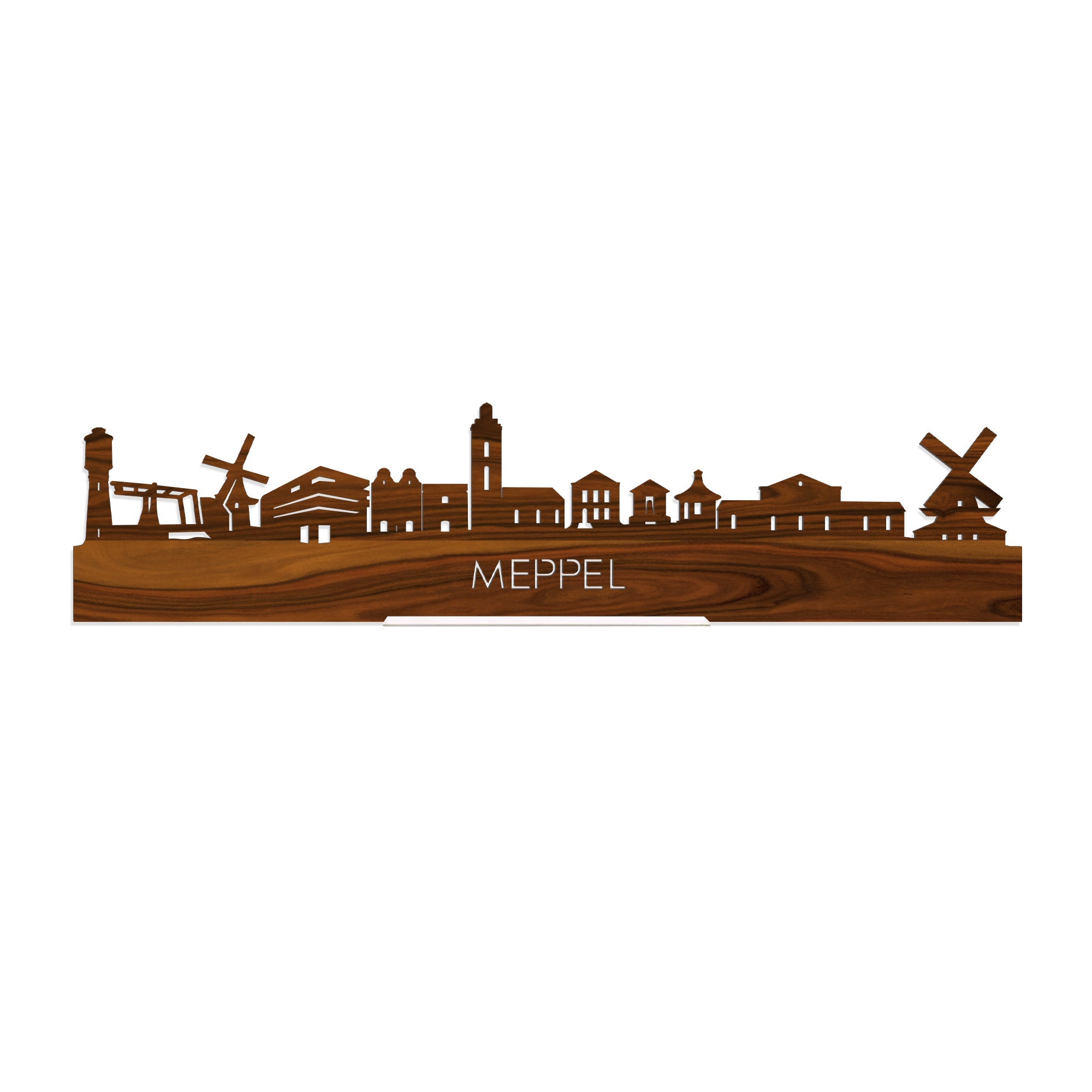 Standing Skyline Meppel Palissander houten cadeau decoratie relatiegeschenk van WoodWideCities