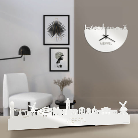 Standing Skyline Meppel Wit glanzend gerecycled kunststof cadeau decoratie relatiegeschenk van WoodWideCities