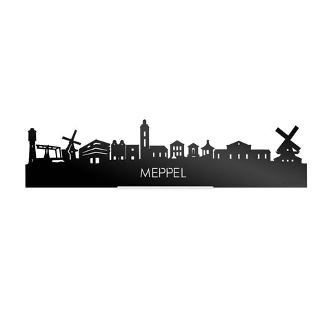 Standing Skyline Meppel Zwart glanzend gerecycled kunststof cadeau decoratie relatiegeschenk van WoodWideCities