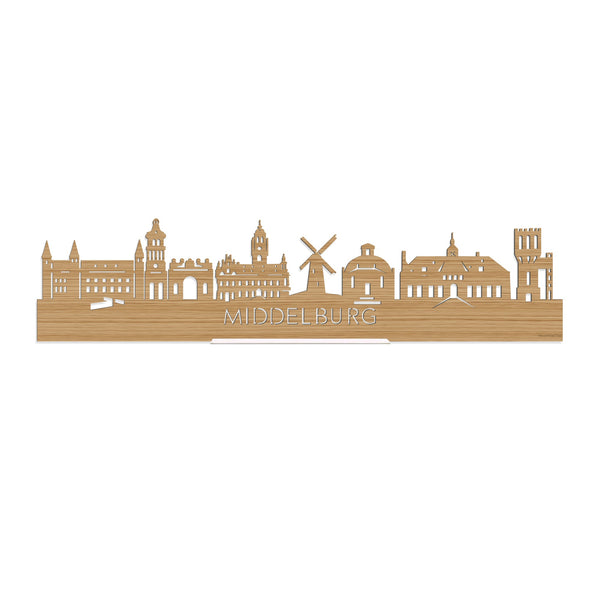 Standing Skyline Middelburg Bamboe houten cadeau decoratie relatiegeschenk van WoodWideCities