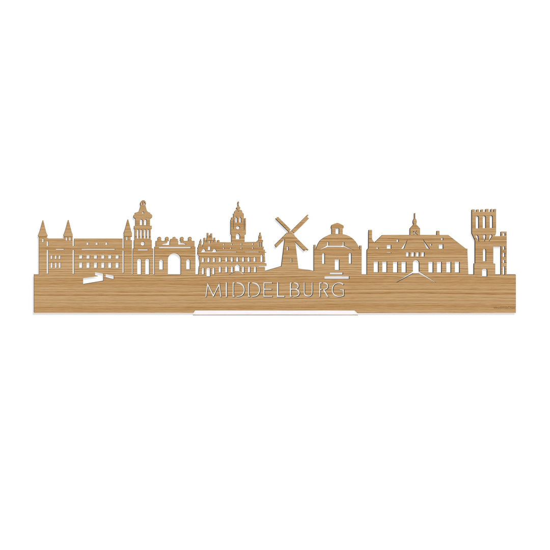 Standing Skyline Middelburg Bamboe houten cadeau decoratie relatiegeschenk van WoodWideCities