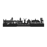 Standing Skyline Middelburg Zwart houten cadeau decoratie relatiegeschenk van WoodWideCities