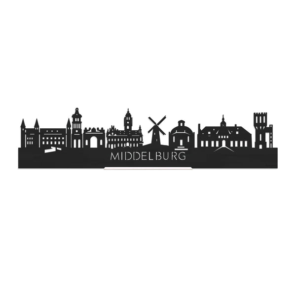 Standing Skyline Middelburg Zwart houten cadeau decoratie relatiegeschenk van WoodWideCities