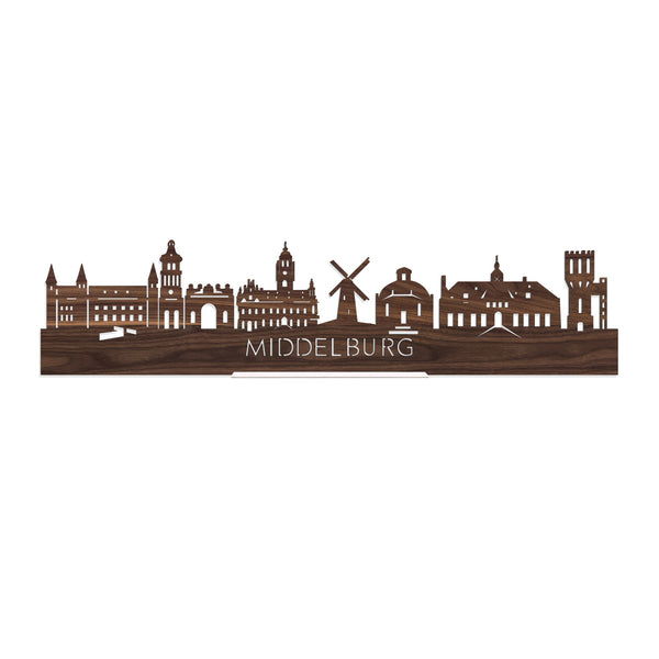 Standing Skyline Middelburg Noten houten cadeau decoratie relatiegeschenk van WoodWideCities