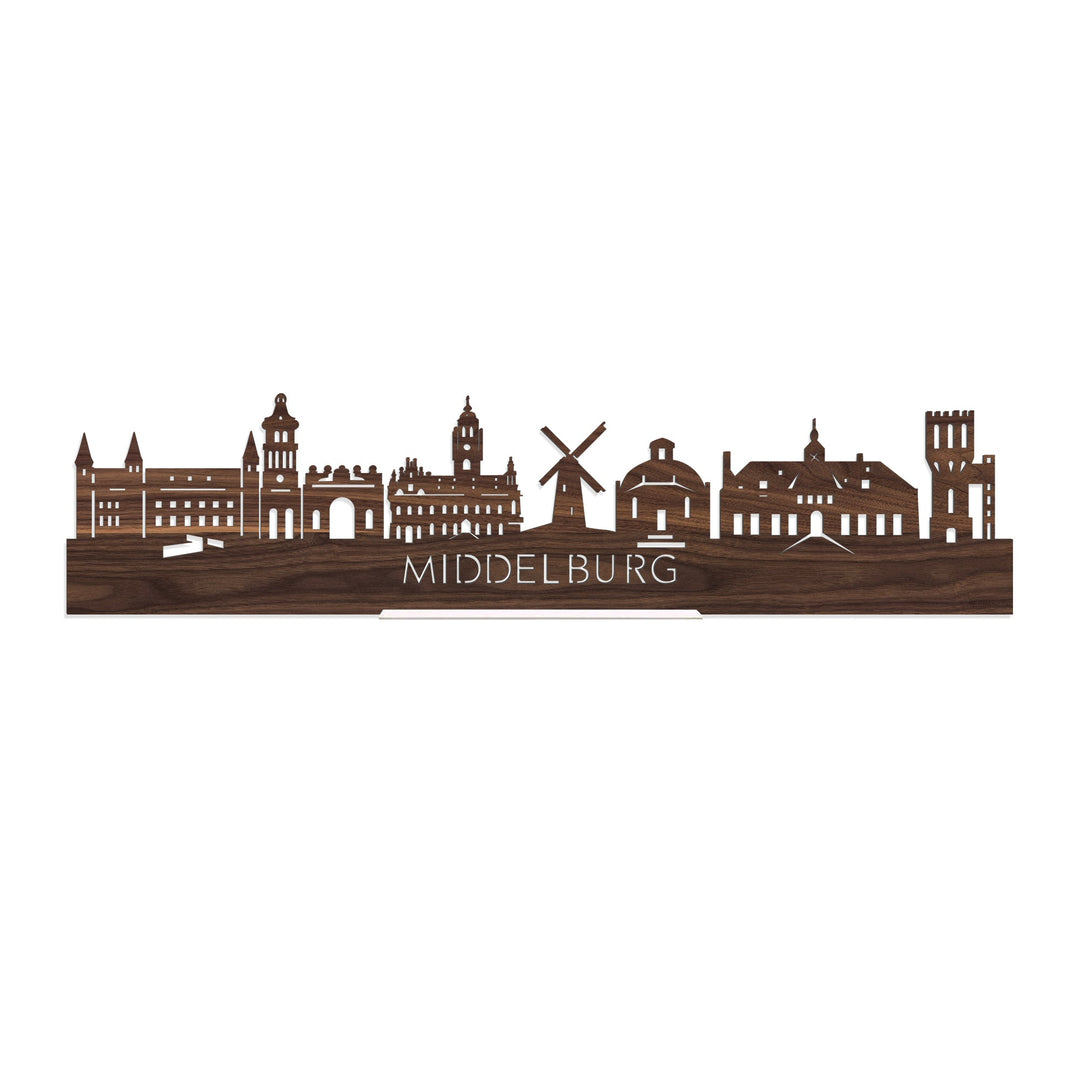 Standing Skyline Middelburg Noten houten cadeau decoratie relatiegeschenk van WoodWideCities