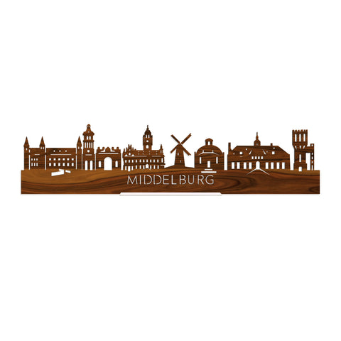 Standing Skyline Middelburg Palissander houten cadeau decoratie relatiegeschenk van WoodWideCities