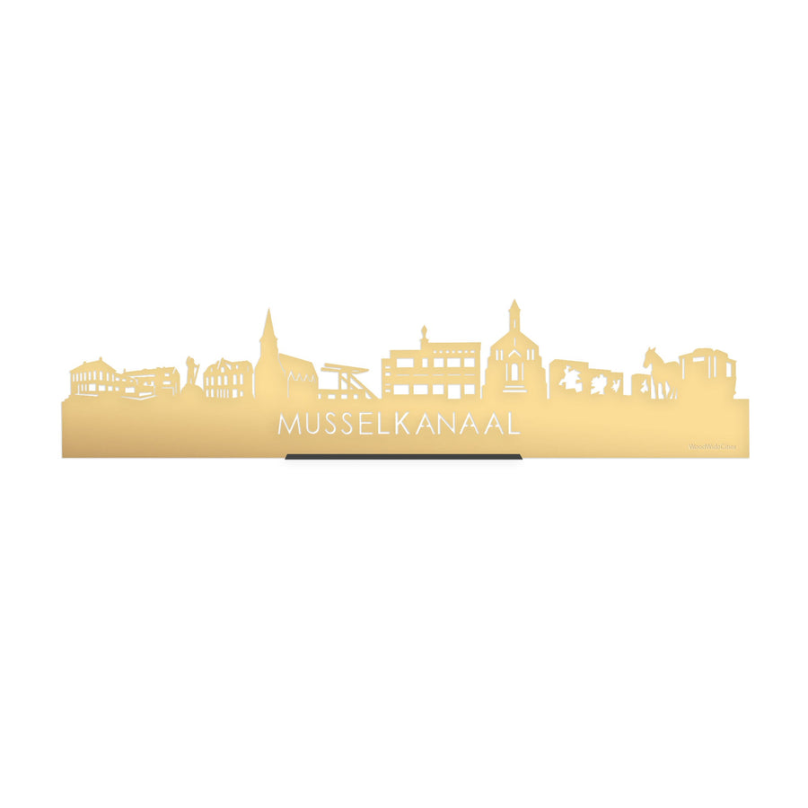 Standing Skyline Musselkanaal Metallic Goud gerecycled kunststof cadeau decoratie relatiegeschenk van WoodWideCities