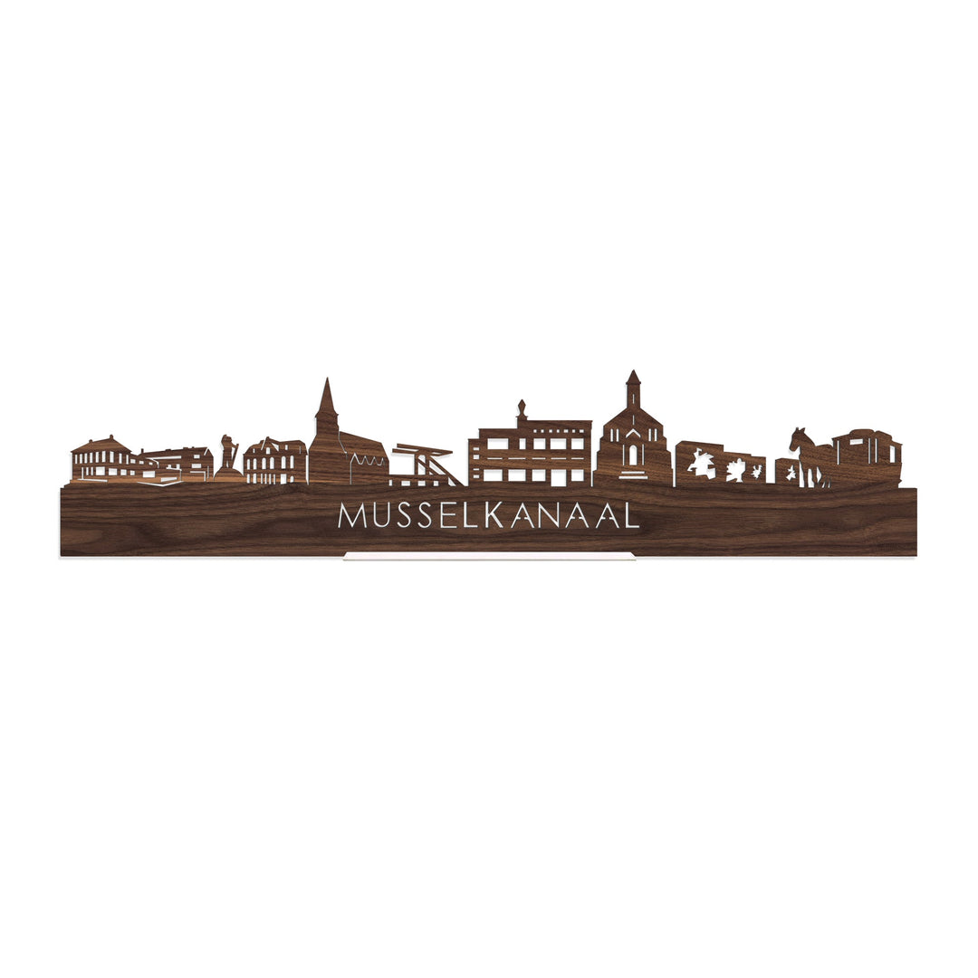 Standing Skyline Musselkanaal Noten houten cadeau decoratie relatiegeschenk van WoodWideCities