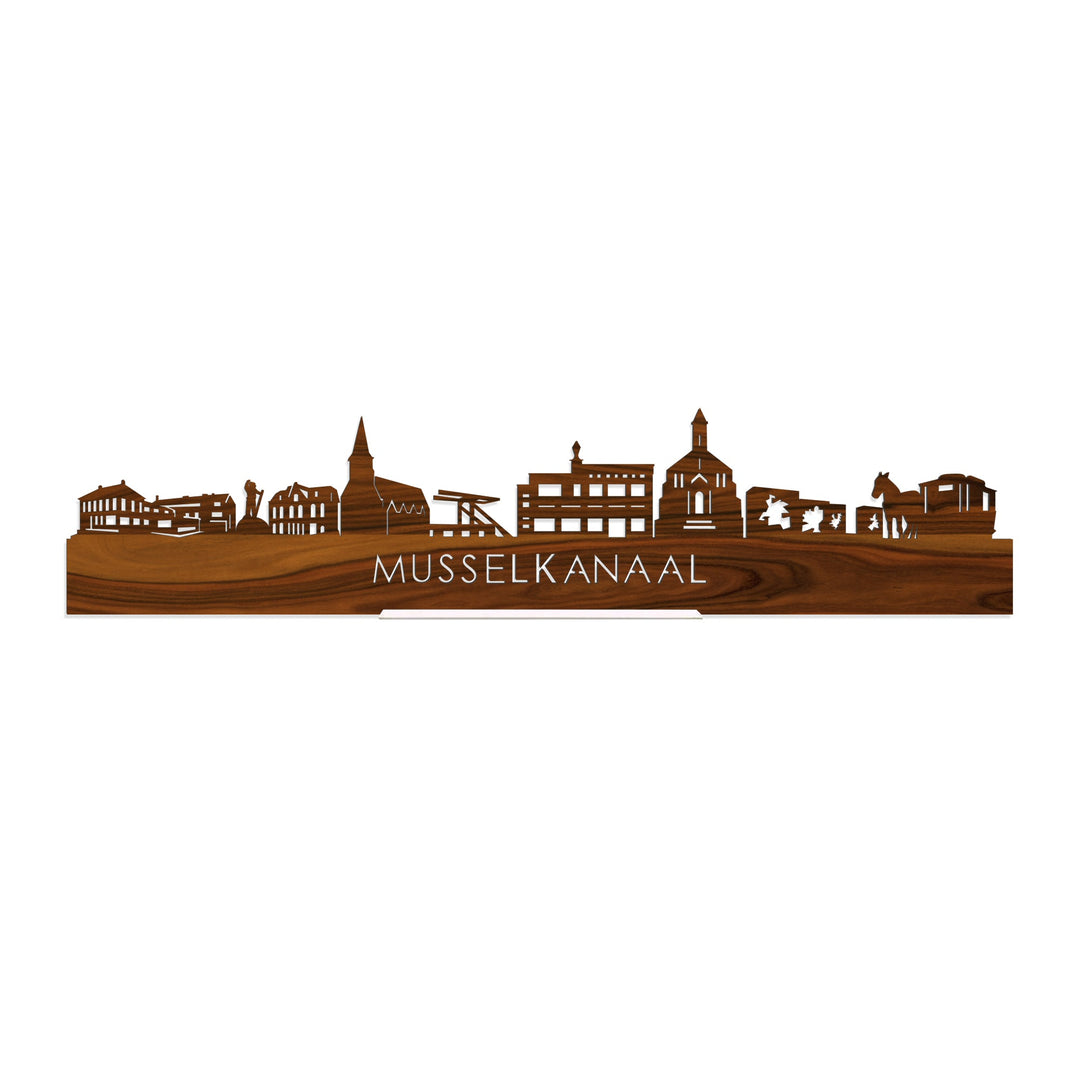 Standing Skyline Musselkanaal Palissander houten cadeau decoratie relatiegeschenk van WoodWideCities