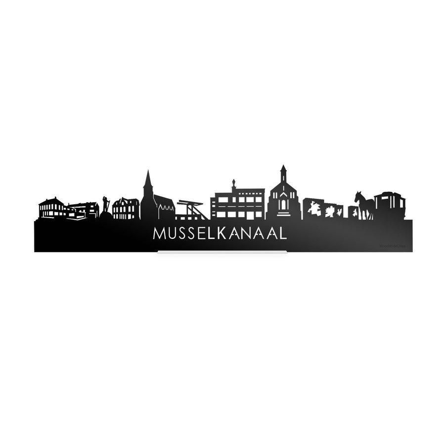 Standing Skyline Musselkanaal Zwart glanzend gerecycled kunststof cadeau decoratie relatiegeschenk van WoodWideCities
