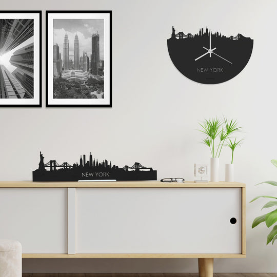 Standing Skyline New York Black houten cadeau decoratie relatiegeschenk van WoodWideCities
