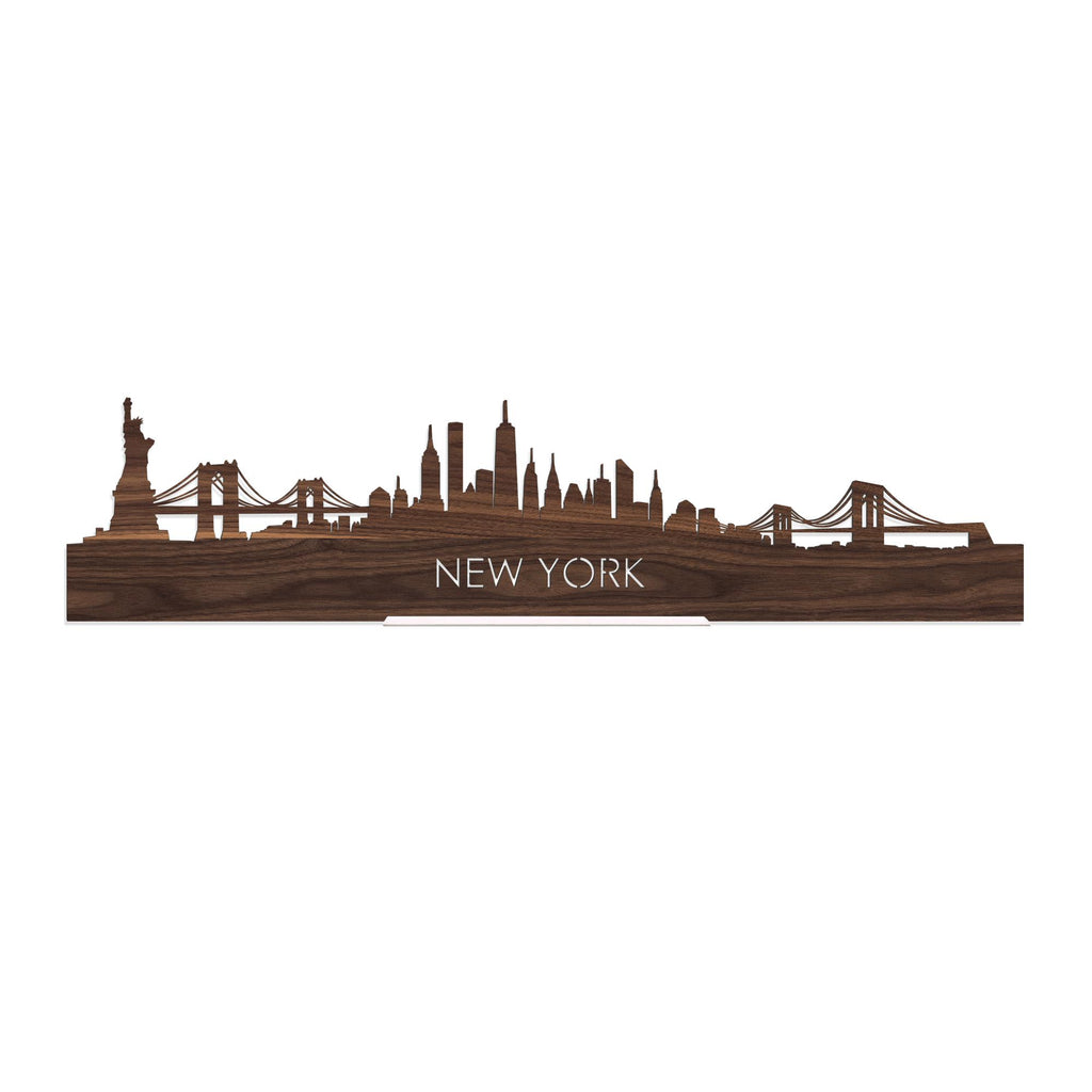 Standing Skyline New York Noten 40 cm  houten cadeau decoratie relatiegeschenk van WoodWideCities