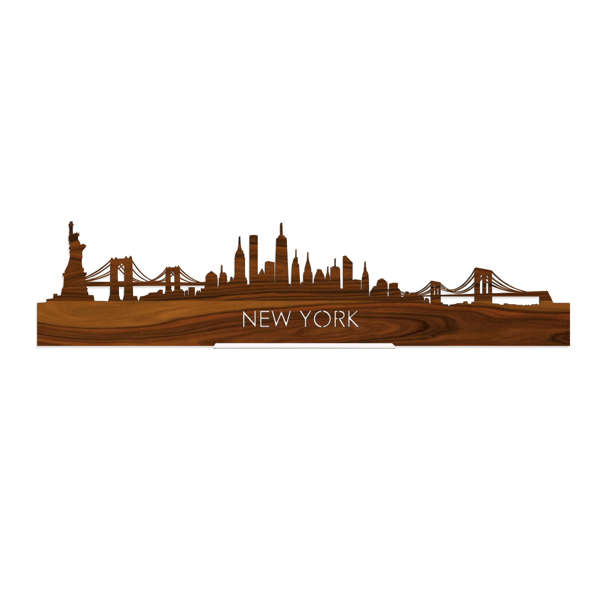 Standing Skyline New York Palissander 40 cm  houten cadeau decoratie relatiegeschenk van WoodWideCities