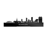 Standing Skyline Nijmegen Zwart glanzend gerecycled kunststof cadeau decoratie relatiegeschenk van WoodWideCities