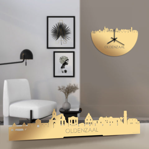 Standing Skyline Oldenzaal Metallic Goud gerecycled kunststof cadeau decoratie relatiegeschenk van WoodWideCities