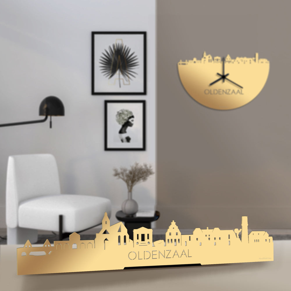 Standing Skyline Oldenzaal Metallic Goud gerecycled kunststof cadeau decoratie relatiegeschenk van WoodWideCities