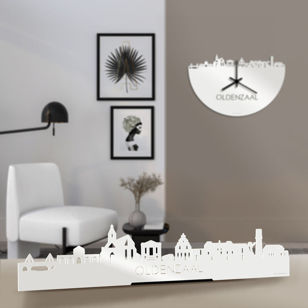 Standing Skyline Oldenzaal Wit glanzend gerecycled kunststof cadeau decoratie relatiegeschenk van WoodWideCities