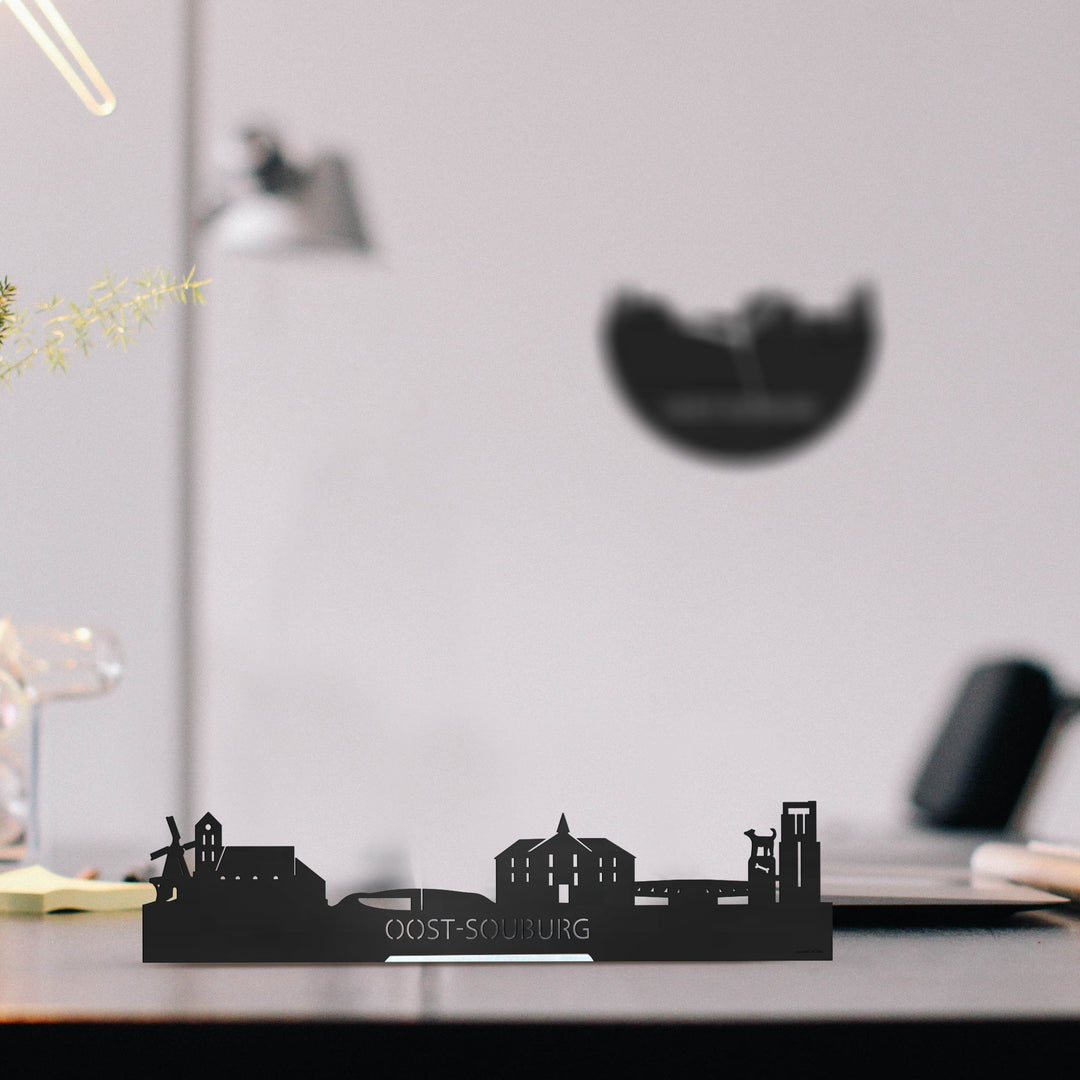Standing Skyline Oost-Souburg Zwart houten cadeau decoratie relatiegeschenk van WoodWideCities