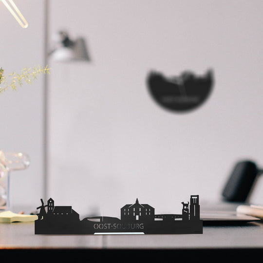 Standing Skyline Oost-Souburg Zwart houten cadeau decoratie relatiegeschenk van WoodWideCities