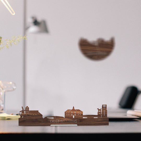 Standing Skyline Oost-Souburg Noten houten cadeau decoratie relatiegeschenk van WoodWideCities