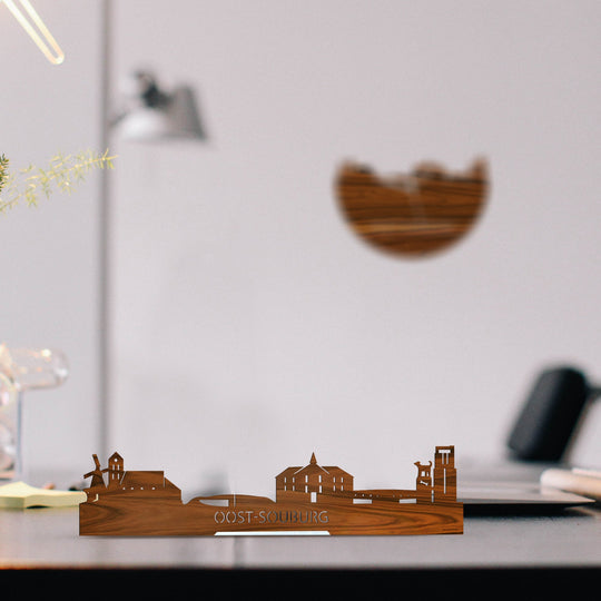 Standing Skyline Oost-Souburg Palissander houten cadeau decoratie relatiegeschenk van WoodWideCities