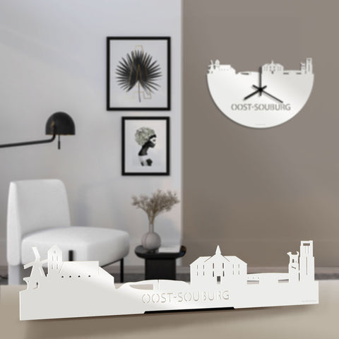 Standing Skyline Oost-Souburg Wit glanzend gerecycled kunststof cadeau decoratie relatiegeschenk van WoodWideCities