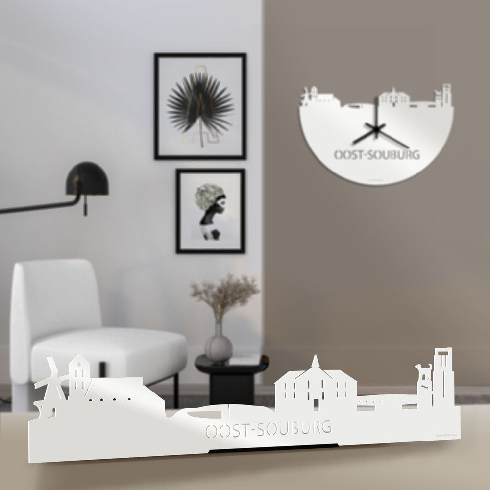 Standing Skyline Oost-Souburg Wit glanzend gerecycled kunststof cadeau decoratie relatiegeschenk van WoodWideCities