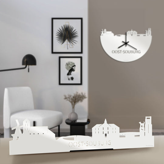 Standing Skyline Oost-Souburg Wit glanzend gerecycled kunststof cadeau decoratie relatiegeschenk van WoodWideCities